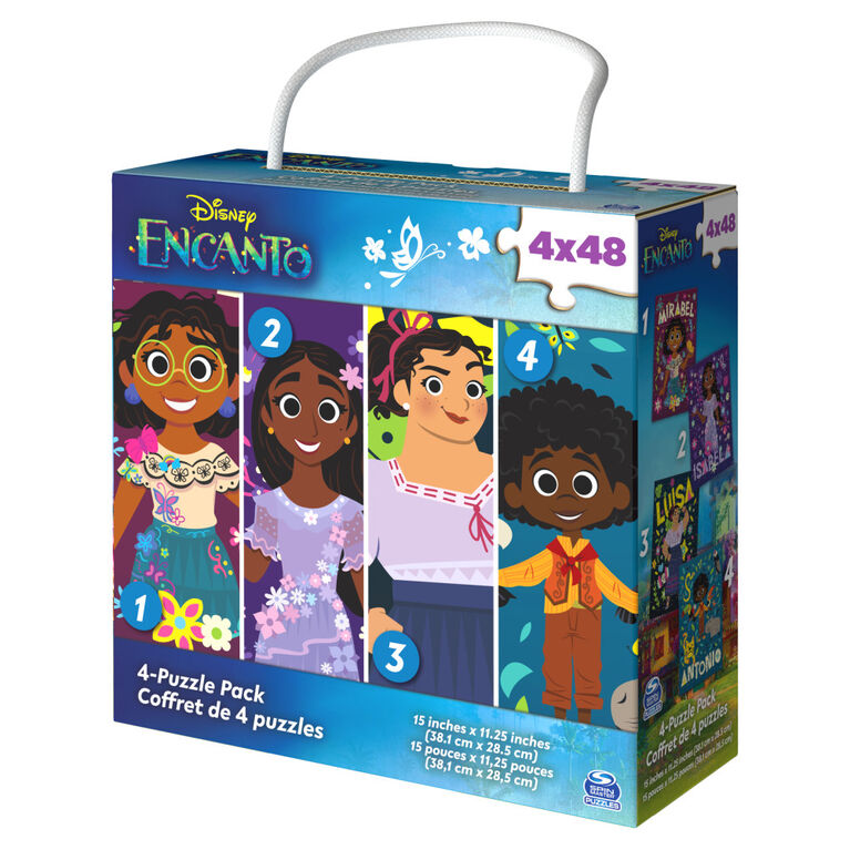 Disney Encanto, 4 Jigsaw Puzzle Bundle 48-Piece Easy Cartoon New Musical Movie Characters with Portable Rope Gift Box