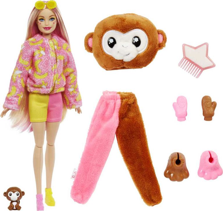 Barbie Cutie Reveal Chelsea Doll and Accessories, Jungle Series, Monkey-Themed Small Doll Set