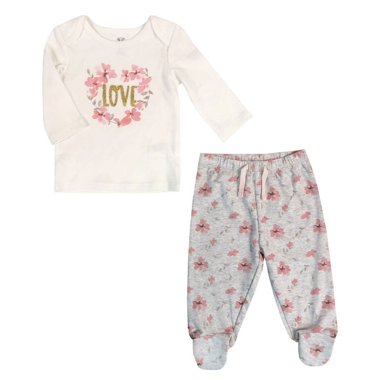 Rococo 2 Piece Footed Pant Set - Pink, Newborn