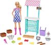 Barbie Farmers Market Playset, Barbie Doll (Blonde), Market Stand, Register, Vegetables, Bread, Flowers and More, 3 and Up
