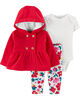 Carter's 3-Piece Polka Dot Cardigan Set - Red, 9 Months