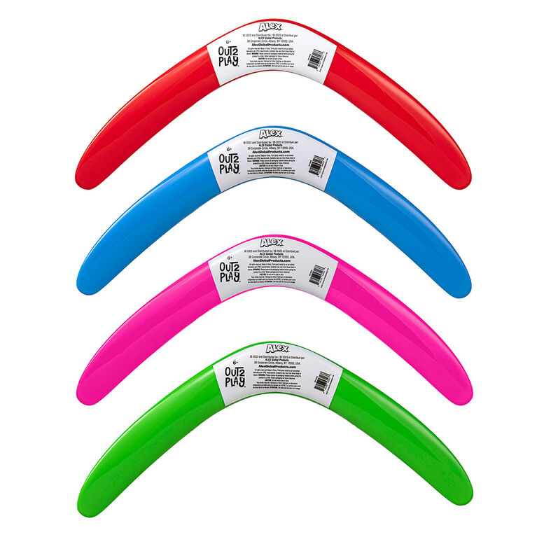Out2Play - 15 " Boomerang - 1 par commande, la couleur peut varier (Chacun vendu séparément, sélectionné au hasard)