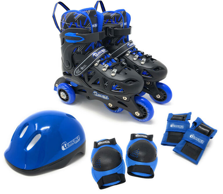 Chicago Skates Adjustable Blue Rollerblade Combo Set Size - 1-4