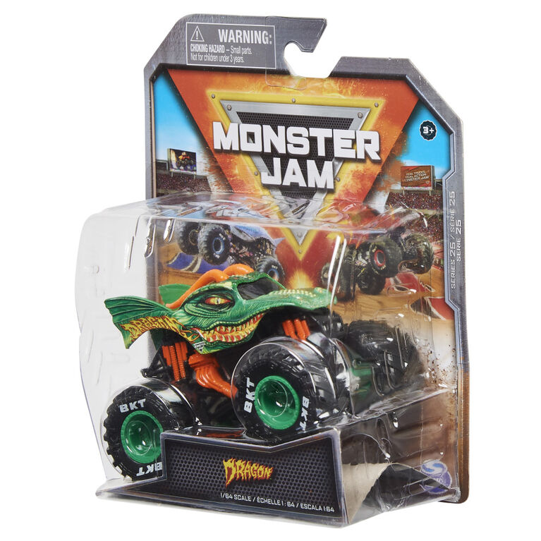 Monster Jam, Official Dragon Truck, Die-Cast Vehicle, 1:64 Scale