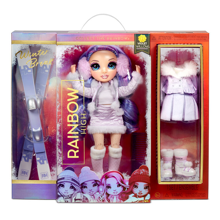 Rainbow High Winter Violet Willow - Purple Winter Break Fashion Doll and Playset with 2 complete doll outfits, Pair of Skis and Winter Doll Accessories