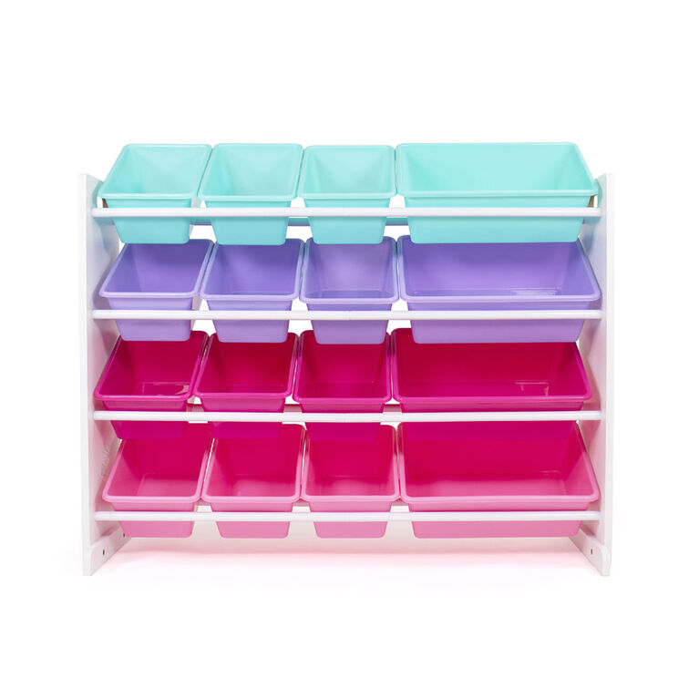 Toy Organizer with 16 Bins, White/Pinks