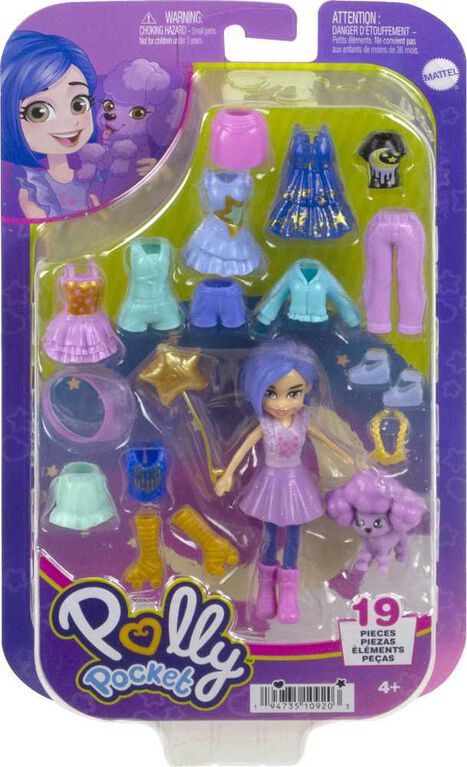 Polly Pocket Doll & 18 Accessories, Poodle Glitter Pack
