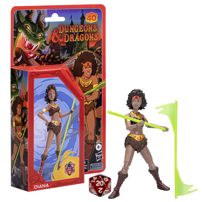 Dungeons & Dragons Cartoon Classics 6-Inch-Scale Diana the Acrobat Action Figure, DandD 80s Cartoon, Includes d8 from Exclusive DandD Dice Set