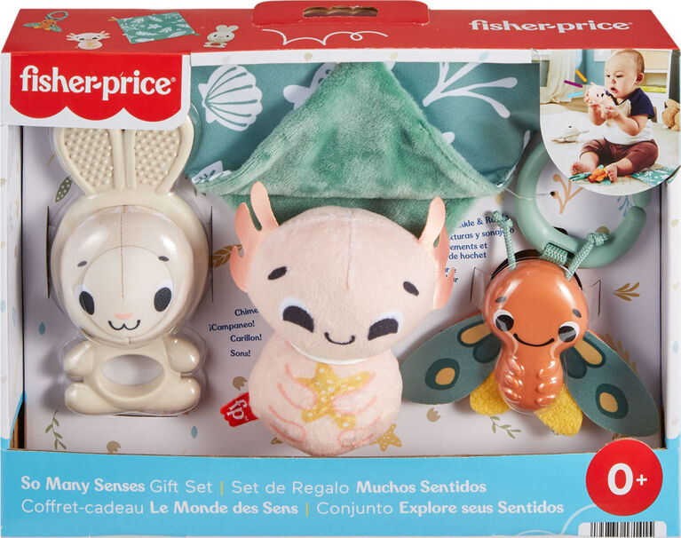 Fisher Price - Coffret-cadeau Le Monde des Sens, 4 jouets sensoriels