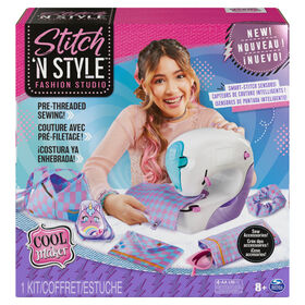 Cool Maker, Stitch 'N Style Fashion Studio, Pre-Threaded Sewing Machine Toy with Fabric and Water Transfer Prints