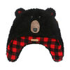 FlapJackKids - Bonnet en polaire Sherpa réversible pour bébé, enfant en bas âge, enfant, garçon - Double épaisseur - Ours noir / aviateur - Grand 4-6 ans