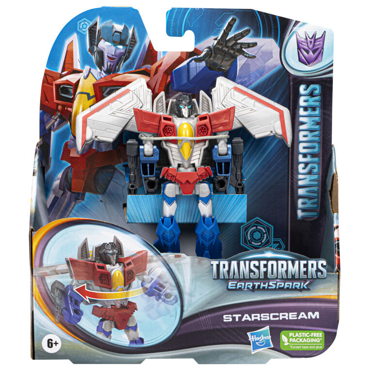Transformers Toys EarthSpark Warrior Class Starscream, 5 Inch Action Figure, Robot Toys for Kids
