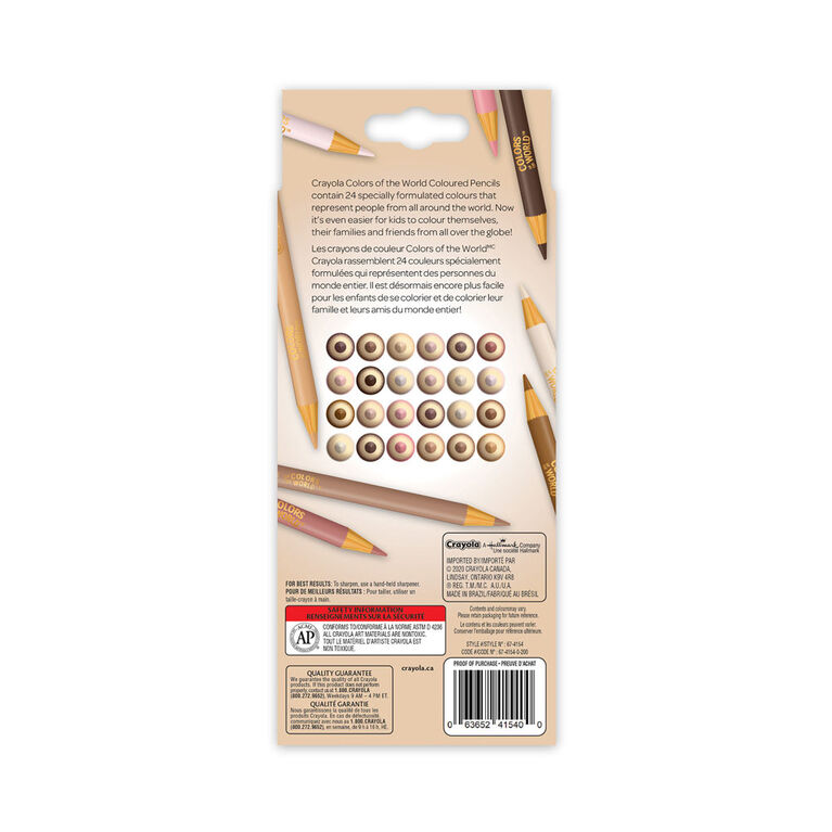 Crayola Colors of the World Skin Tone Coloured Pencils, 24 Count