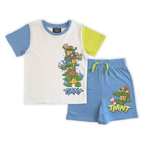 Teenage Mutant Ninja Turtles 2 Piece Tee & Short Set - White/Blue 