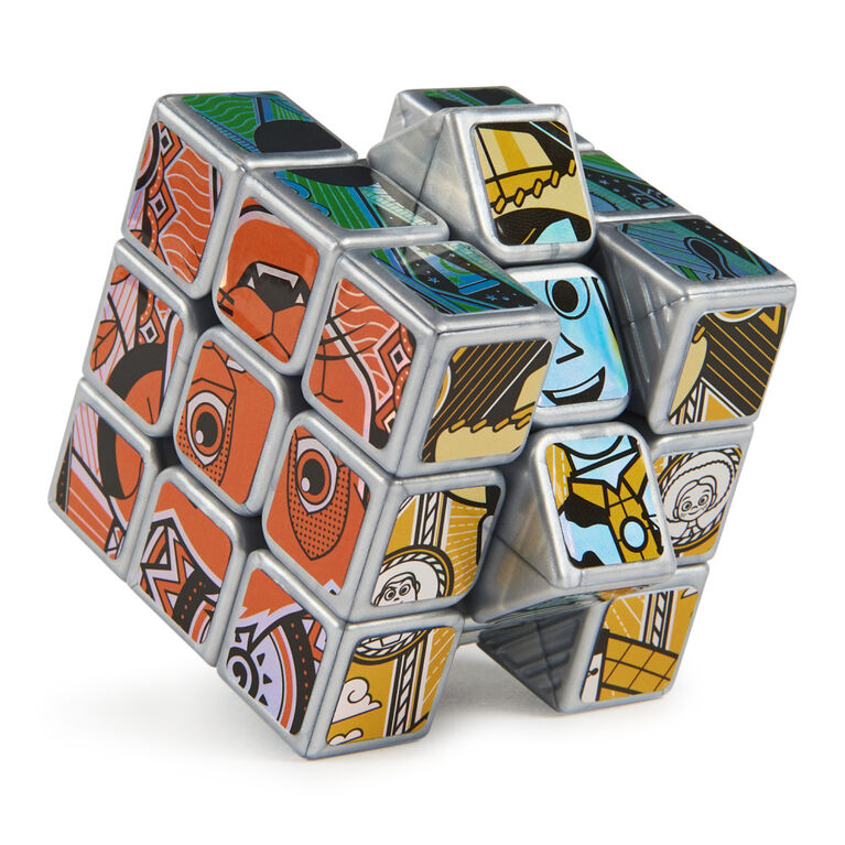 Rubik's Cube, Cube 3x3 métallique finition platine Disney 100e Anniversaire | Jeux à manipuler | Jouets Mickey Mouse | Jouets Disney
