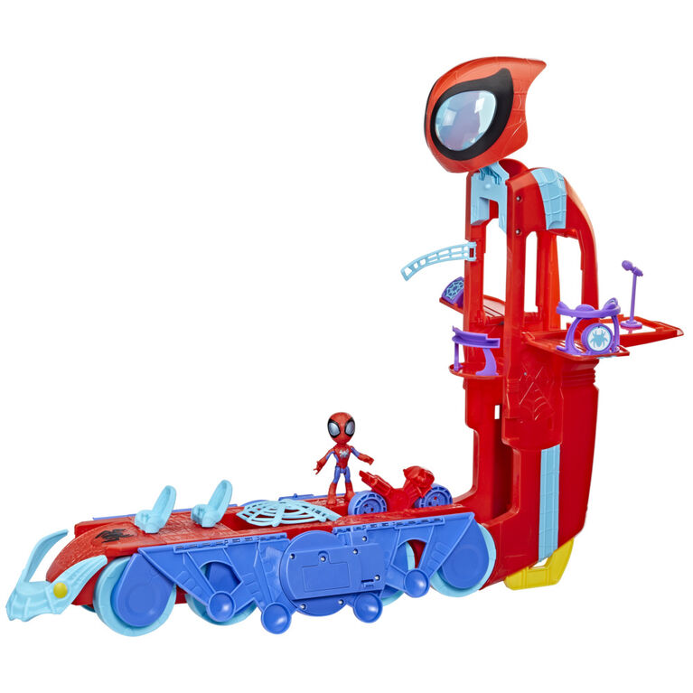 Marvel Spidey and His Amazing Friends Spider Crawl-R 2-in-1 Headquarters Playset, Preschool Toy with 2 Modes, Lights, Sounds
