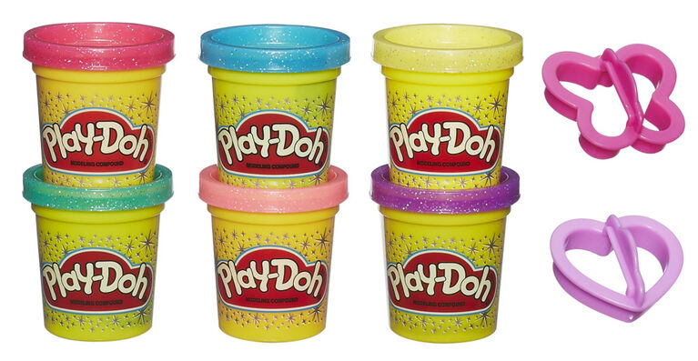 Play-Doh Sparkle, 6 pots de 56 g remplis de pâte Play-Doh