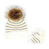 Baby Mode Ivory Knit Hat & Bootie Set 0-6M
