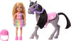 Barbie  Chelsea  Coffret  Poupée et poney, casque, genoux pliables