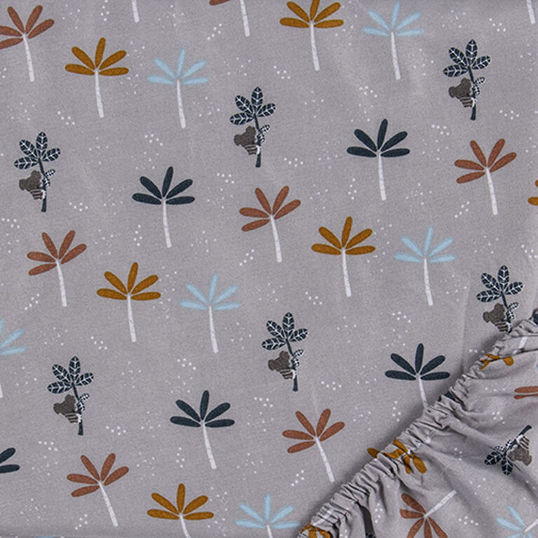 Ensemble de 2 draps-housses en microfibre pour lit de bébé Sammy & Lou - Palmiers Koala