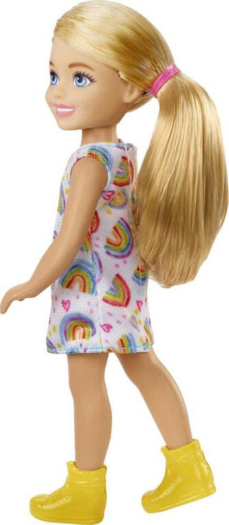 Barbie - Chelsea Doll Wearing Rainbow-Print Dress and Yellow Shoes