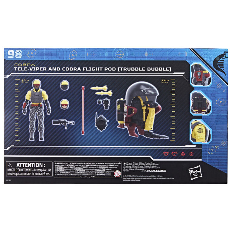 G.I. Joe Classified Series Python Patrol Tele-Viper & Cobra Flight Pod (Trubble Bubble) Vehicle, 98, With 12 Accessory Pieces - R Exclusive