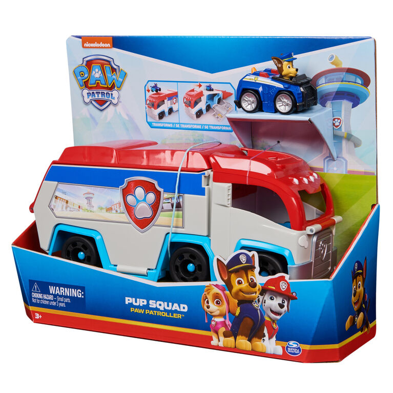 PAW Patrol: The Mighty Movie, Pup Squad Patroller Toy Truck, with Collectible Mighty Pups Chase Pup Squad Toy Car