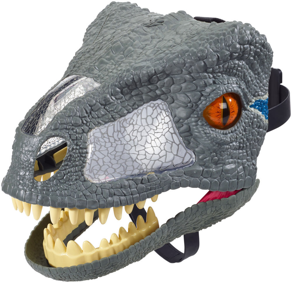 IWQW Maschera Halloween Jurassic World 2 Sound Effects Dinosaur Mask Boys Toy Gift Blue Beige 