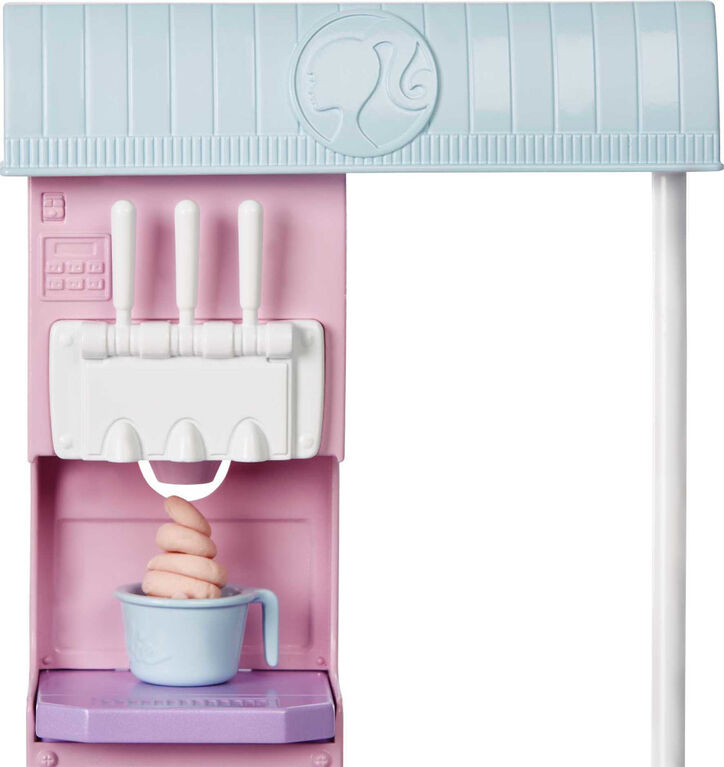 Barbie Ice Cream Shop Playset with 12 in Blonde Doll, Ice Cream Shop, Ice Cream Making Feature and Realistic Play Pieces