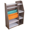 Bibliothèque en bois avec pochettes de rangement, meubles pour enfants - Gris cendré