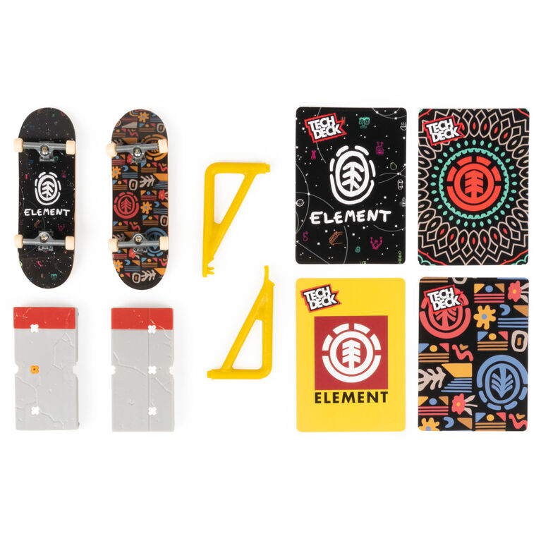 Tech Deck, Element Skateboards Versus Series, Collectible Fingerboard 2-Pack and Obstacle Set
