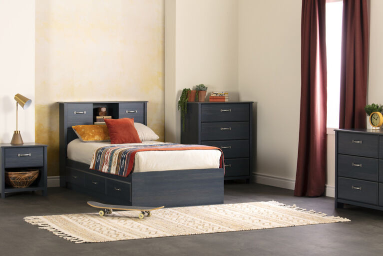 Asten Twin Bookcase Headboard Blueberry