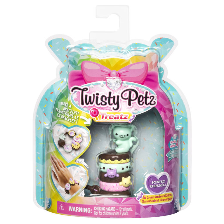 Twisty Petz Treatz, Ice Cream Sandwich Kittens Scented Stackable Collectible Bracelet