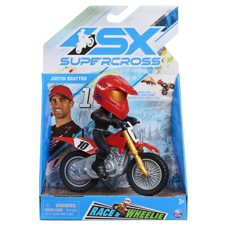 Supercross, Race and Wheelie Bike, Authentic Justin Brayton Collector Motorcycle, 1:18 Scale