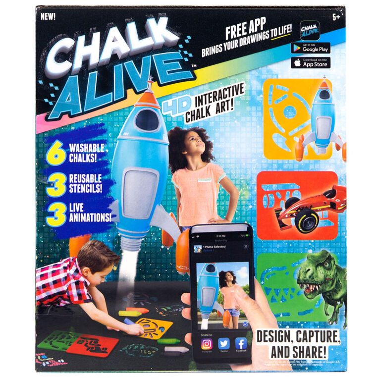 Chalk Alive Dino, Rocket, Racecar