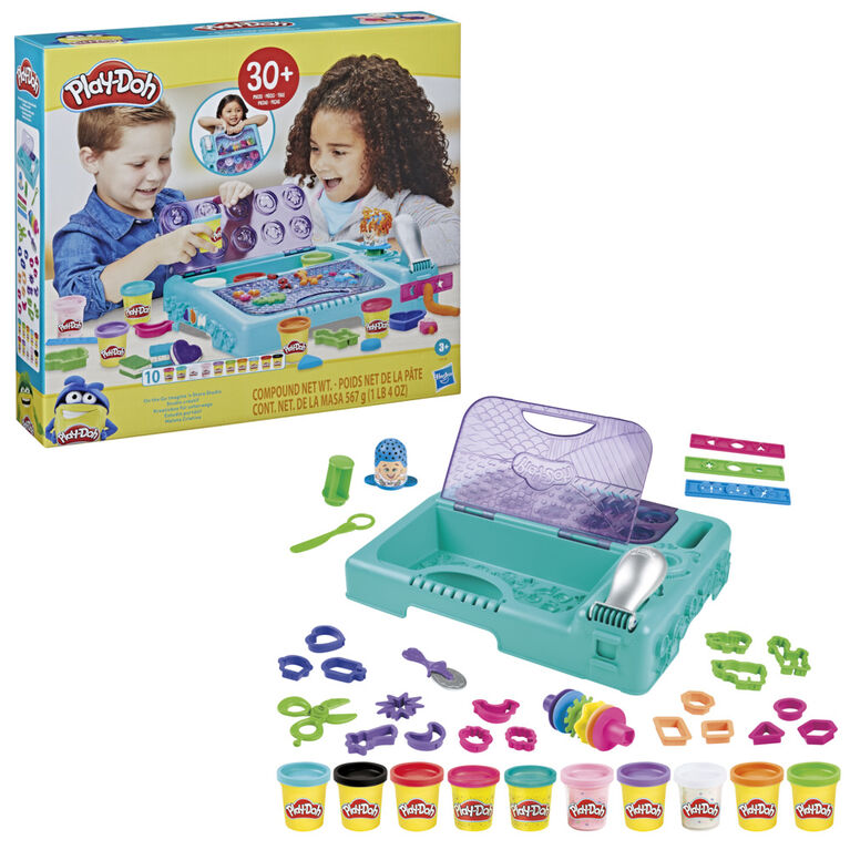 Play-Doh On the Go Imagine and Store Studio with Over 30 Tools and 10 Cans of Modeling Compound, Non-Toxic