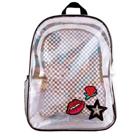 Fashion Angels - Transparent Holo Checkerboard & Patch Backpack