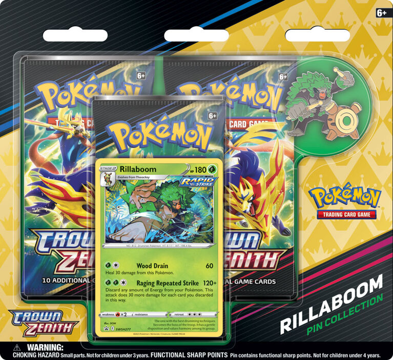Pokemon Crown Zenith Pin Collection-Rillaboom - English Edition