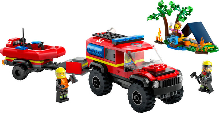 LEGO City - Le camion tout-terrain et le bateau des pompiers