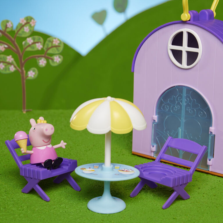 Peppa Pig Peppa's Club Peppa's Ice Cream Shop Preschool Playset Toy, Includes 1 Figure, 4 Accessories, Carry Handle