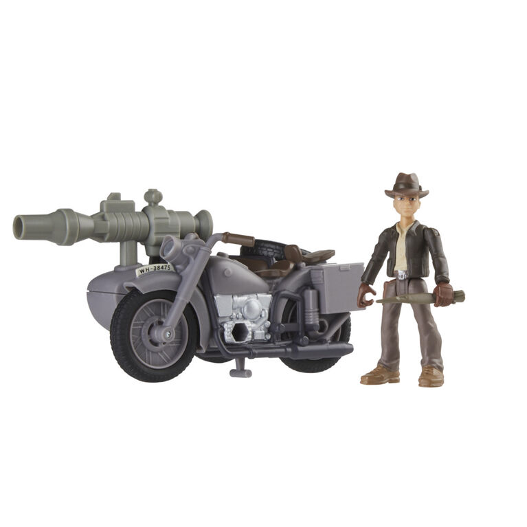 Indiana Jones Worlds of Adventure Indiana Jones with Motorcycle and Sidecar Toy, 2.5 Inch, Indiana Jones Toys