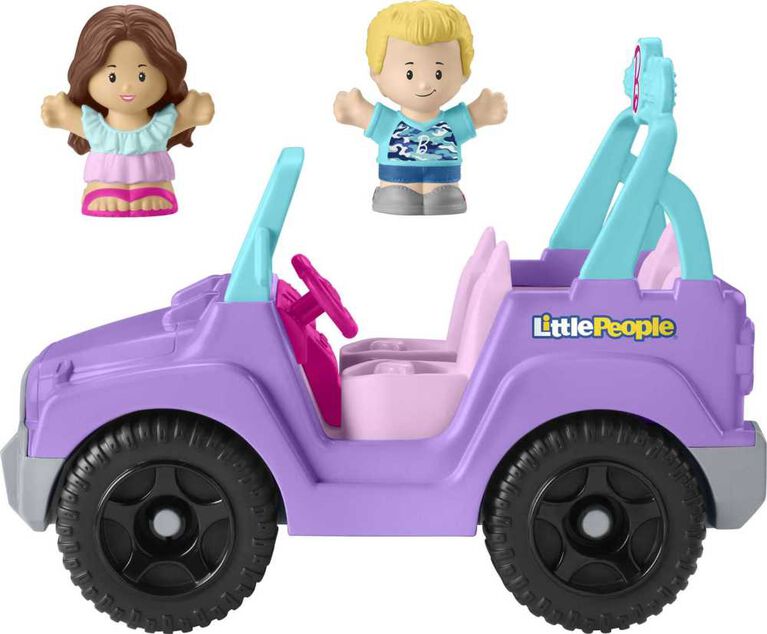 Fisher-Price Little People Barbie Beach Cruiser Toy Car with Sounds and 2 Figures - French Edition - Sounds Only Version