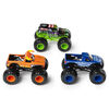 Monster Jam, Coffret de 3 Ground Shaker (Grave Digger, El Toro Loco et Blue Thunder), véhicules en métal moulé à l'échelle 1:64