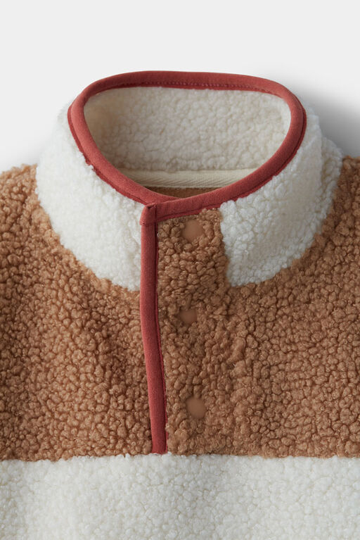 Colour Block Popover Sherpa White 3-4Y