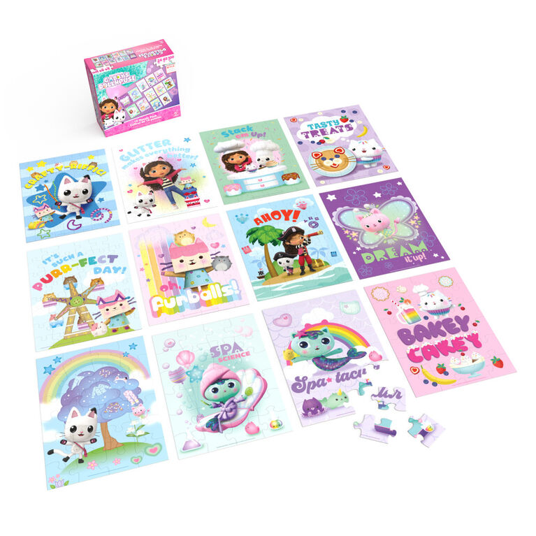 Gabby's Dollhouse, 12-Puzzle Pack 24-Piece 48-Piece 100-Piece Jigsaw Puzzles