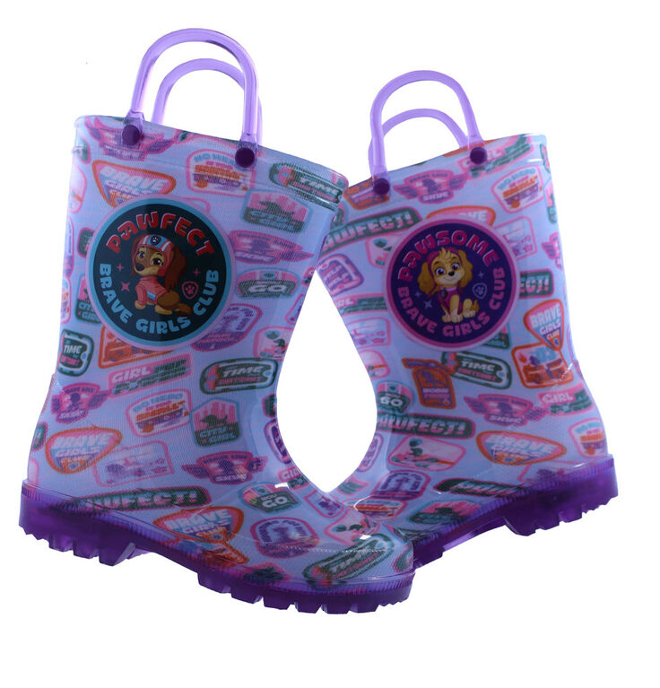 Paw Patrol Lighted Purple Rain Boot Size 8