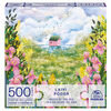 Puzzles Spin Master, Iris en bord de mer, Puzzle de 500 pièces par l'artiste Laivi Põder représentant un paysage de fleurs, avec poster