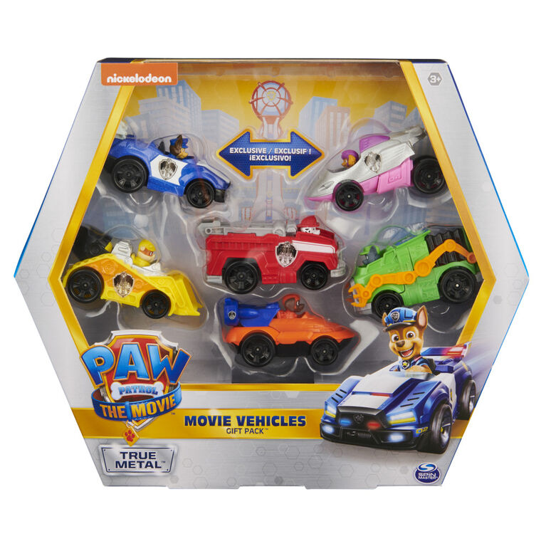 PAW Patrol, True Metal Movie Gift Pack of 6 Collectible Die-Cast Toy Cars, 1:55 Scale