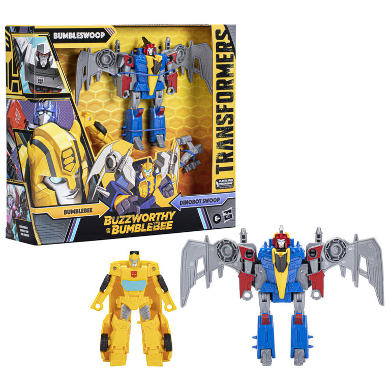 Transformers Toys Buzzworthy Bumblebee Dino Combiner Bumbleswoop Action Figures, 4.5-Inch - R Exclusive