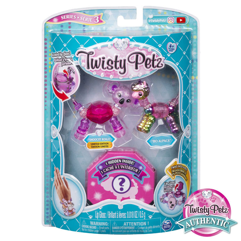  Twisty Petz, Série 3, Pack de 3, Coffret de bracelets à collectionner Smoochy Koala, Bo Alpaca et animal surprise, pour les enfants à partir de 4 ans 